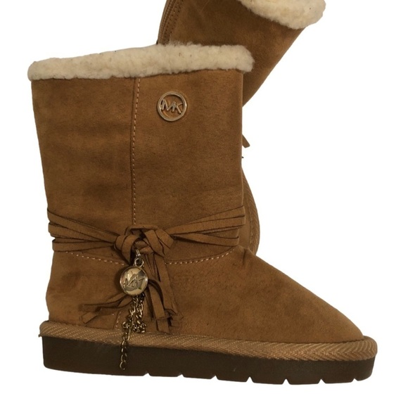 𝅺MICHAEL Kors Tan Cream Boots Girls Zipper Tassel US 8 - Picture 4 of 5